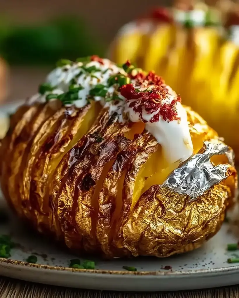 A delicious plate of Ofenkartoffel aus der Heißluftfritteuse einfach zubereiten