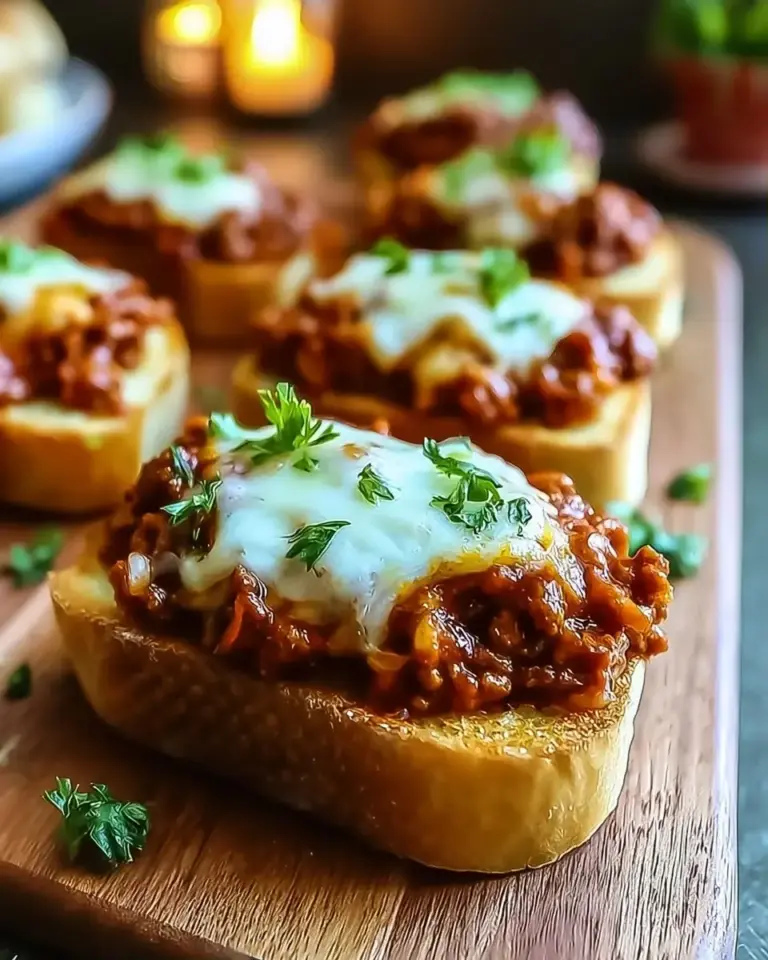 A delicious plate of Open Face Garlic Toast Sloppy Joes-Quick Family Meals