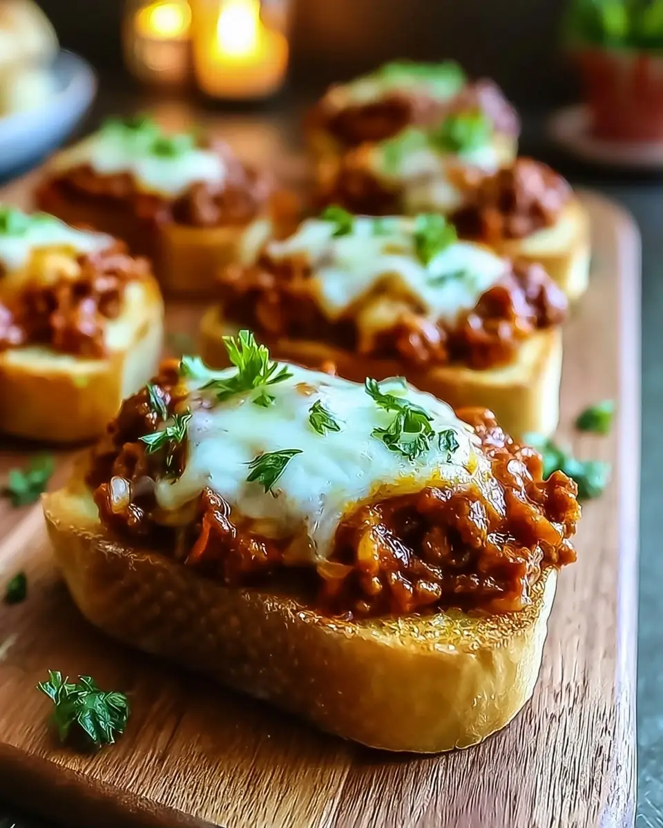 A delicious plate of Open Face Garlic Toast Sloppy Joes-Quick Family Meals