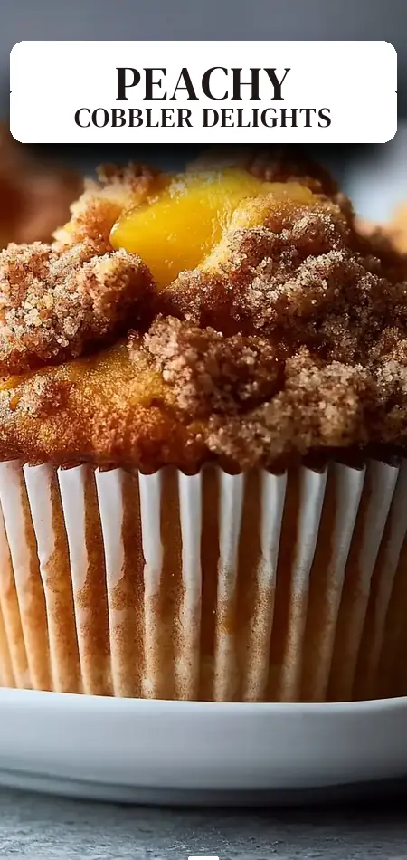 Pinterest pin (Design 2) for Peach Cobbler Muffins
