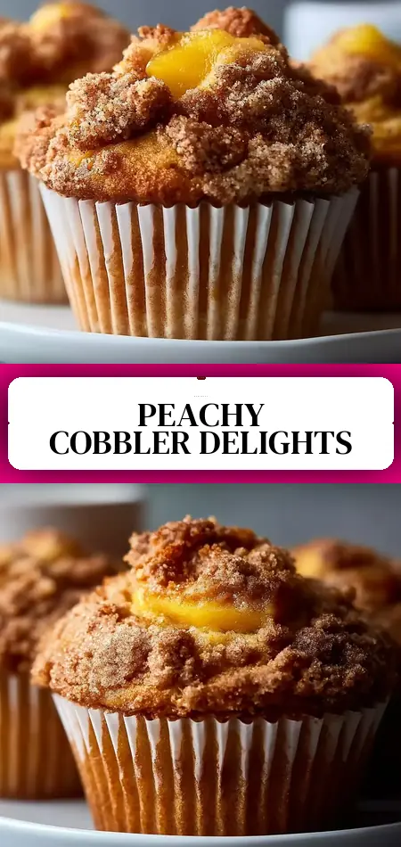 Pinterest pin (Design 3) for Peach Cobbler Muffins