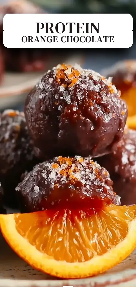 Pinterest pin (Design 2) for Rich Orange Chocolate Truffles Recipe with 12g Protein Perfect Holiday Treats