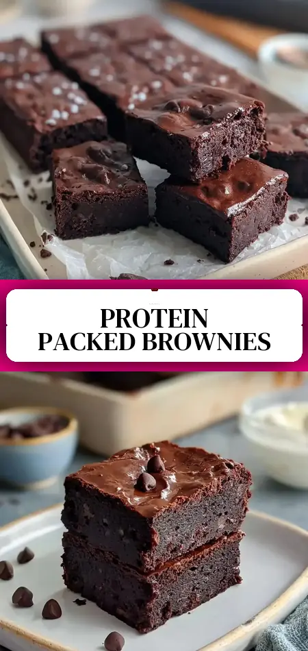 Pinterest pin (Design 3) for Irresistible High Protein Greek Yogurt Brownies
