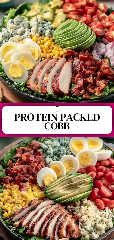 Pinterest pin (Design 3) for High Protein Chick Fil A Cobb Salad - FlirtyFood