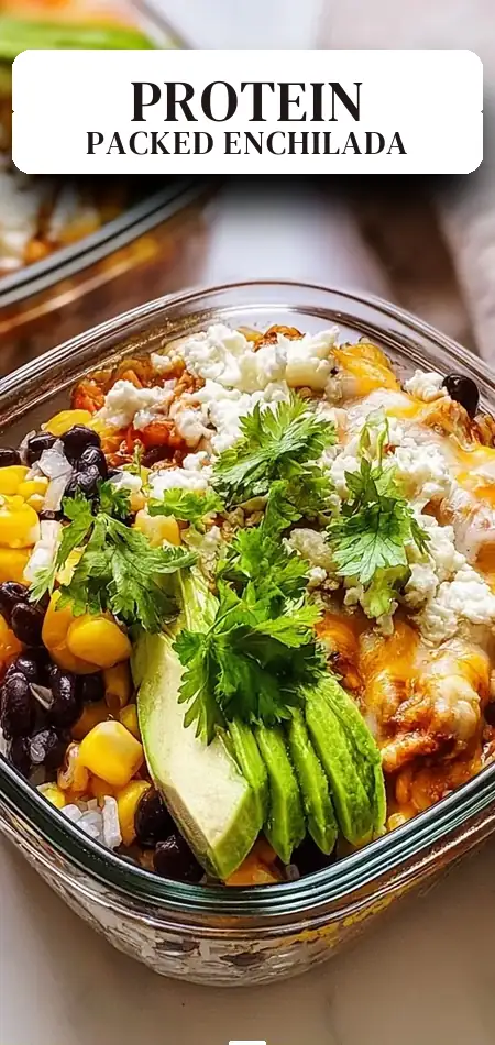 Pinterest pin (Design 2) for High-Protein Chicken Cottage Cheese Enchilada Bowls You’ll Love