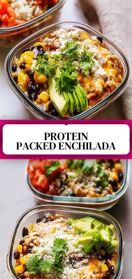 Pinterest pin (Design 3) for High-Protein Chicken Cottage Cheese Enchilada Bowls You’ll Love