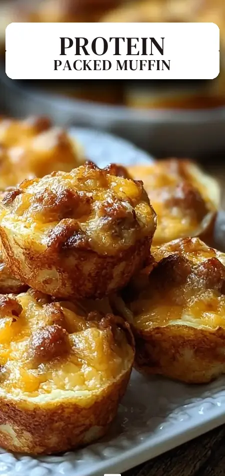 Pinterest pin (Design 2) for High-Protein Pancake Sausage Mini Muffins