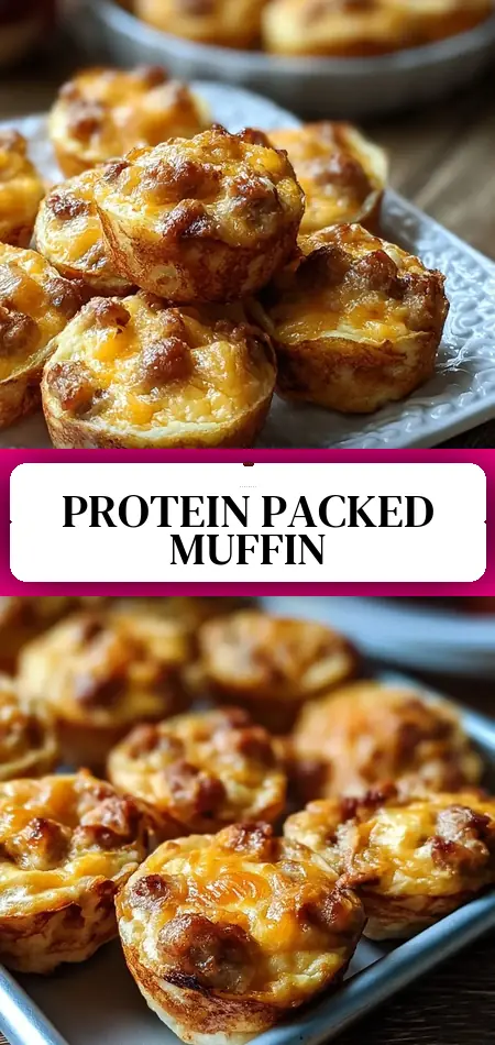 Pinterest pin (Design 3) for High-Protein Pancake Sausage Mini Muffins