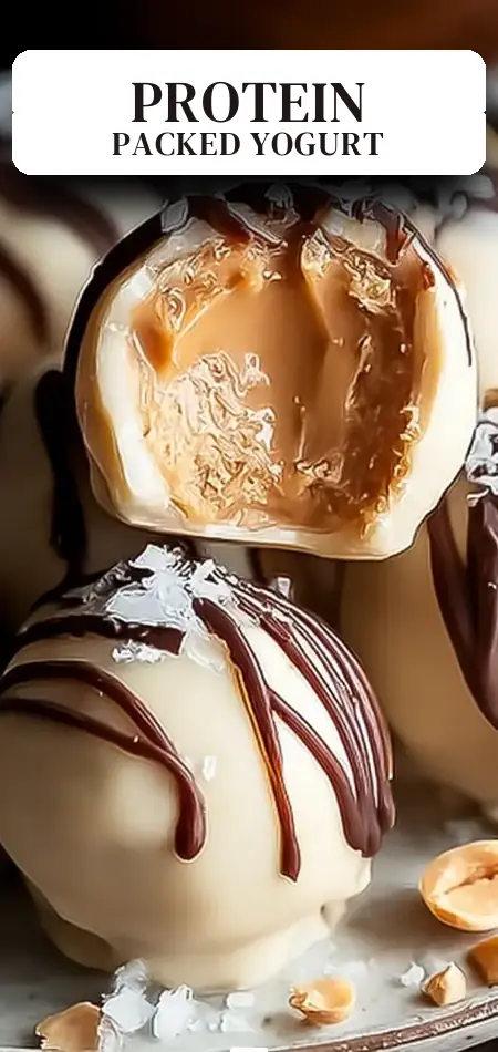 Pinterest pin (Design 2) for Delicious High Protein Frozen Peanut Butter Greek Yogurt Bites