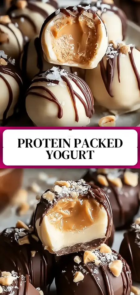 Pinterest pin (Design 3) for Delicious High Protein Frozen Peanut Butter Greek Yogurt Bites