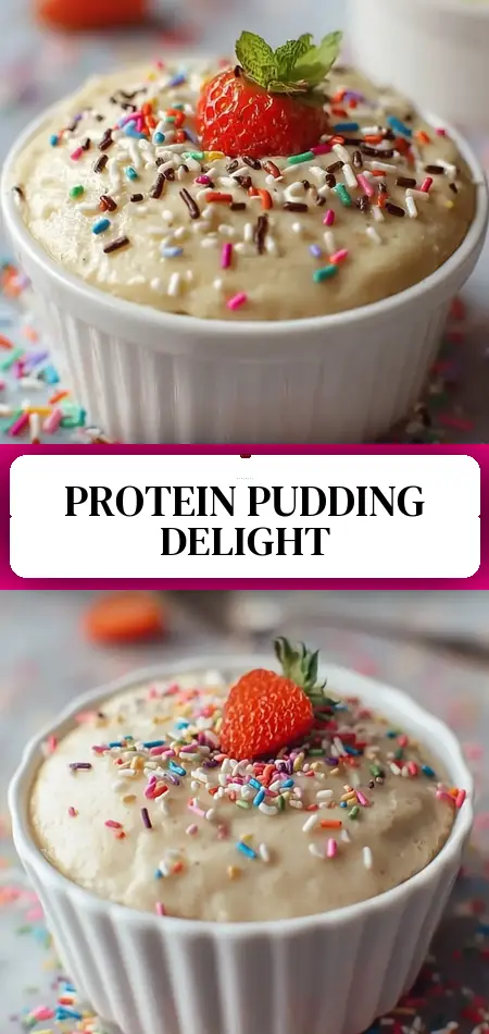 Pinterest pin (Design 3) for Cake Batter Protein Pudding