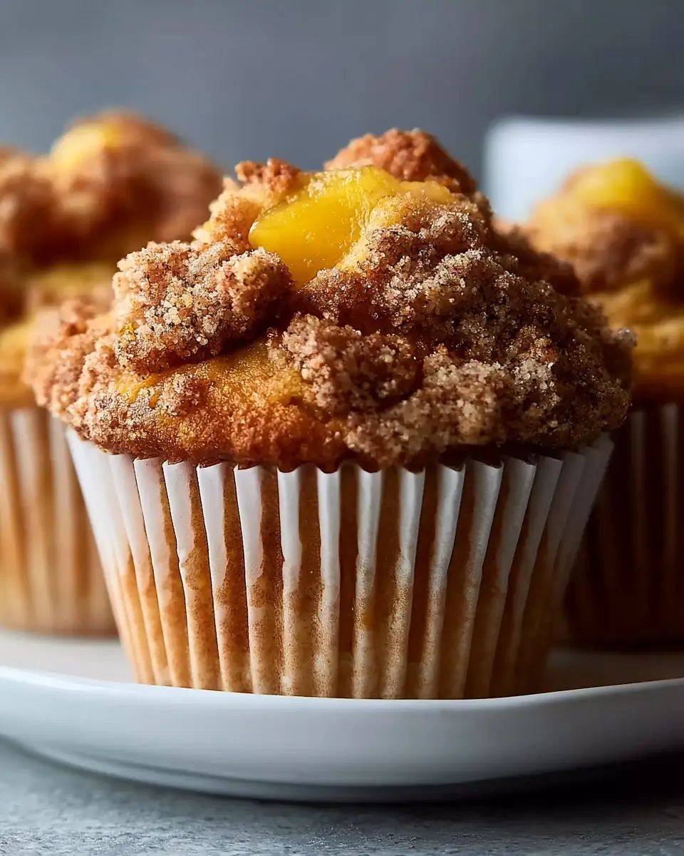 A delicious plate of Peach Cobbler Muffins