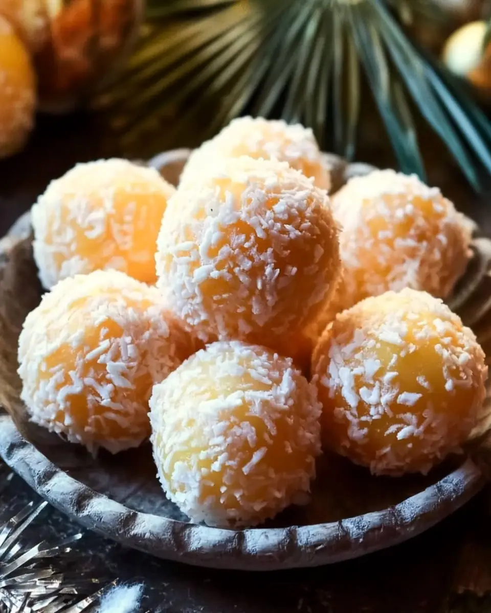 A delicious plate of Pineapple Christmas Balls