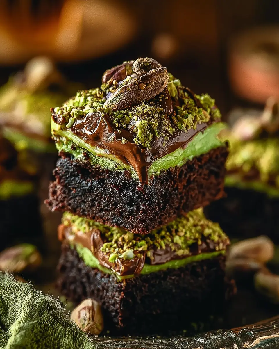 A delicious plate of Pistachio Dubai Brownies