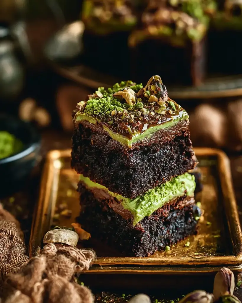 A delicious plate of Pistachio Dubai Brownies