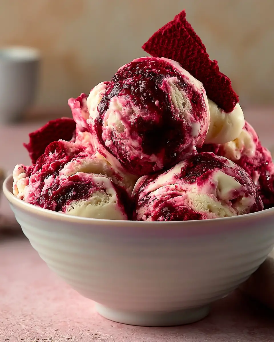 A delicious plate of Red Velvet Ice Cream Recipe