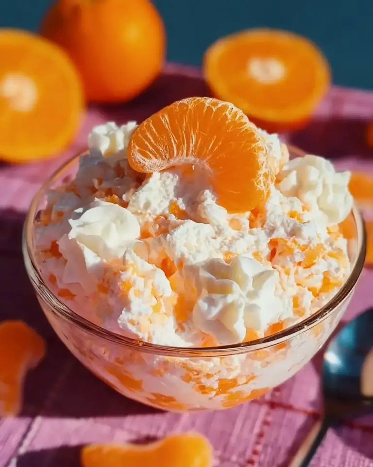 A delicious plate of Refreshing Creamsicle Orange Fluff Dessert Recipe