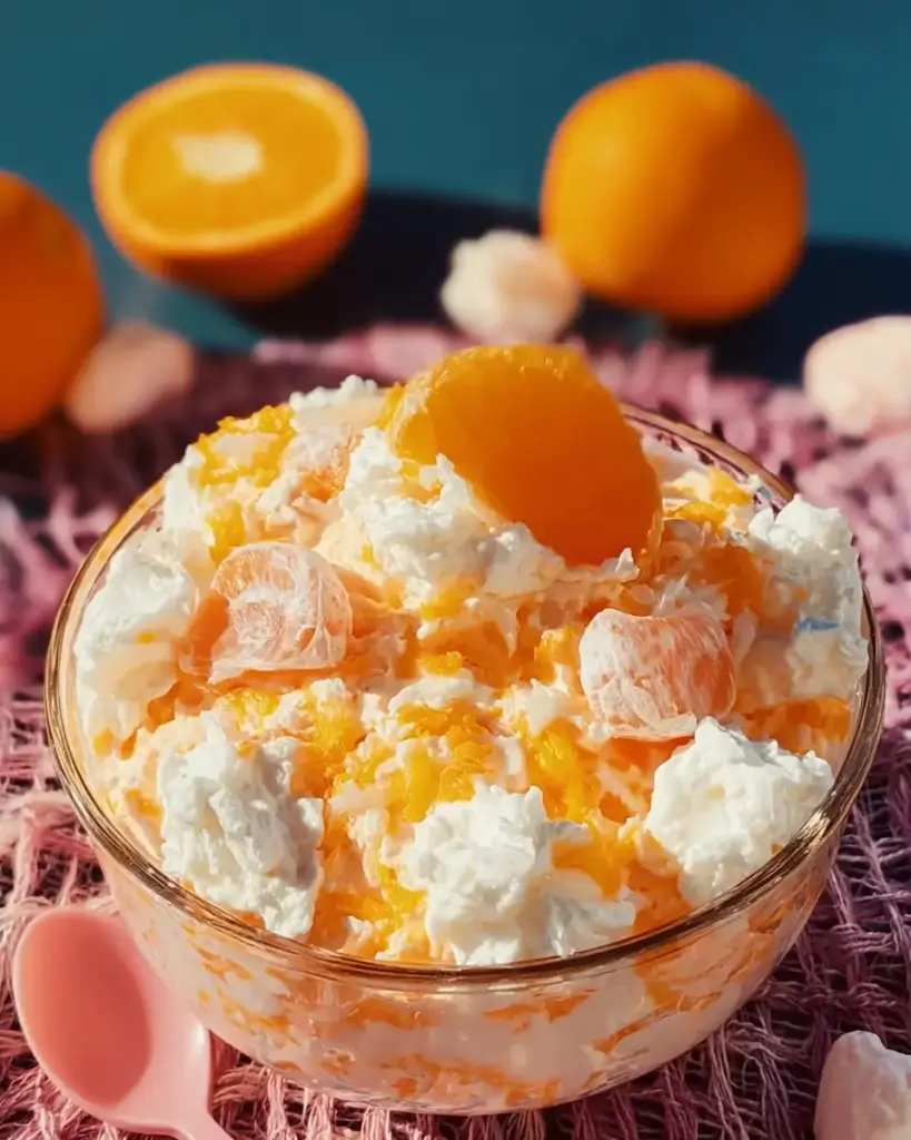 A delicious plate of Refreshing Creamsicle Orange Fluff Dessert Recipe