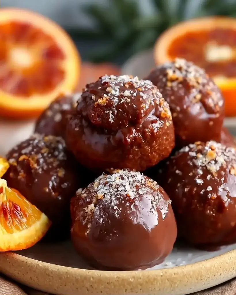 A delicious plate of Rich Orange Chocolate Truffles Recipe with 12g Protein Perfect Holiday Treats