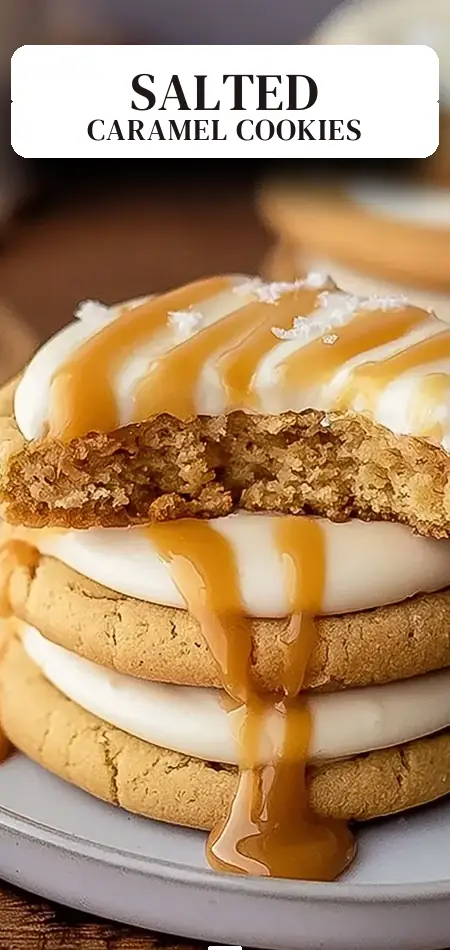 Pinterest pin (Design 2) for Decadent Copycat Crumbl Salted Caramel Cheesecake Cookies at Home