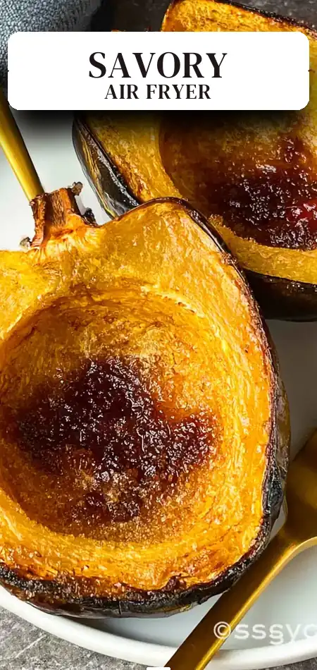 Pinterest pin (Design 2) for Delicious Air Fryer Acorn Squash With Brown Sugar