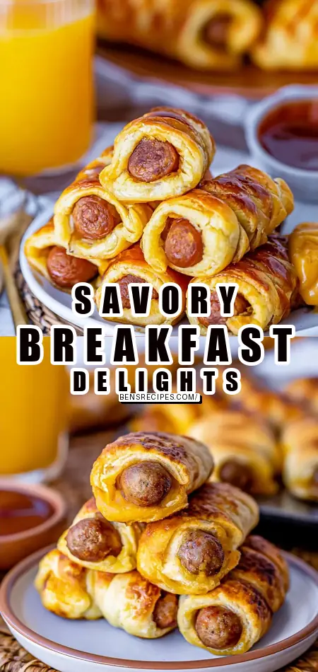 Pinterest pin (Design 1) for Breakfast Pigs in a Blanket-Quick Family Meals