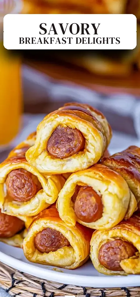 Pinterest pin (Design 2) for Breakfast Pigs in a Blanket-Quick Family Meals