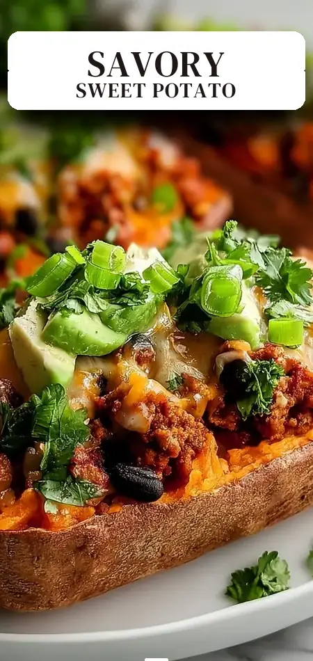 Pinterest pin (Design 2) for Sweet Potato Boats with Ground Turkey and Black Beans