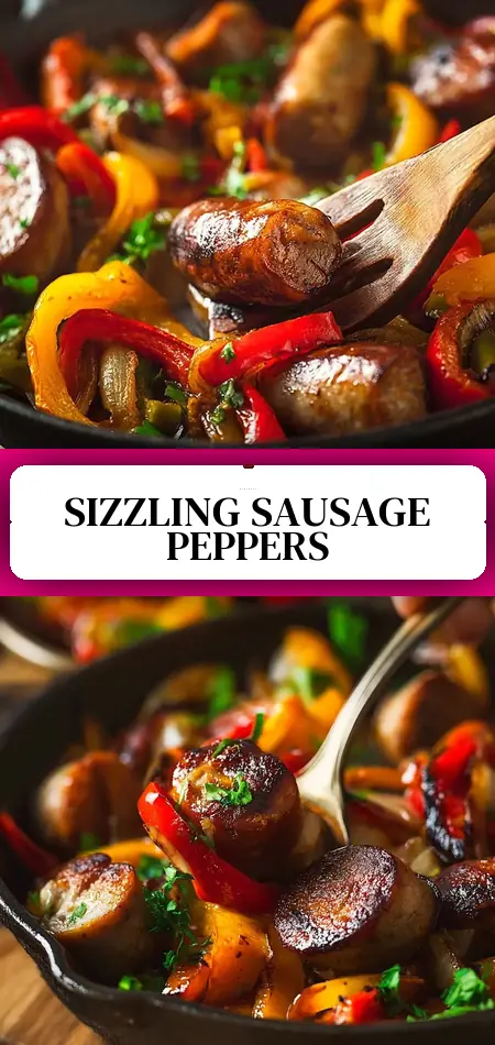 Pinterest pin (Design 3) for Air Fryer Sausage and Peppers