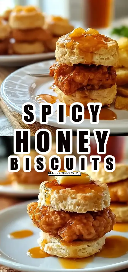 Pinterest pin (Design 1) for Hot Honey Chicken Biscuits-Quick Family Meals