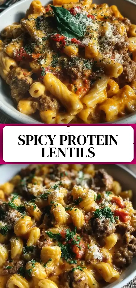 Pinterest pin (Design 3) for High Protein Spicy Lentil Curry