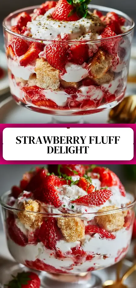 Pinterest pin (Design 3) for Strawberry Shortcake Fluff Salad