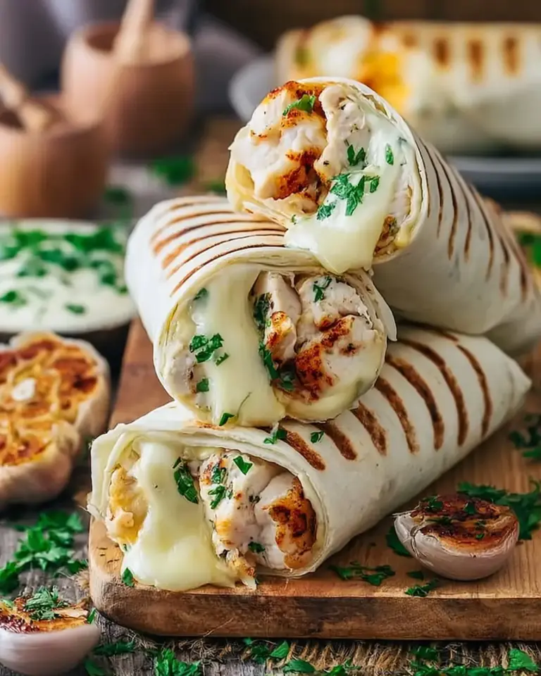 A delicious plate of Shockingly Easy Low Carb Cheesy Garlic Chicken Wraps - Top Chicken Meal Prep Ideas Low Carb