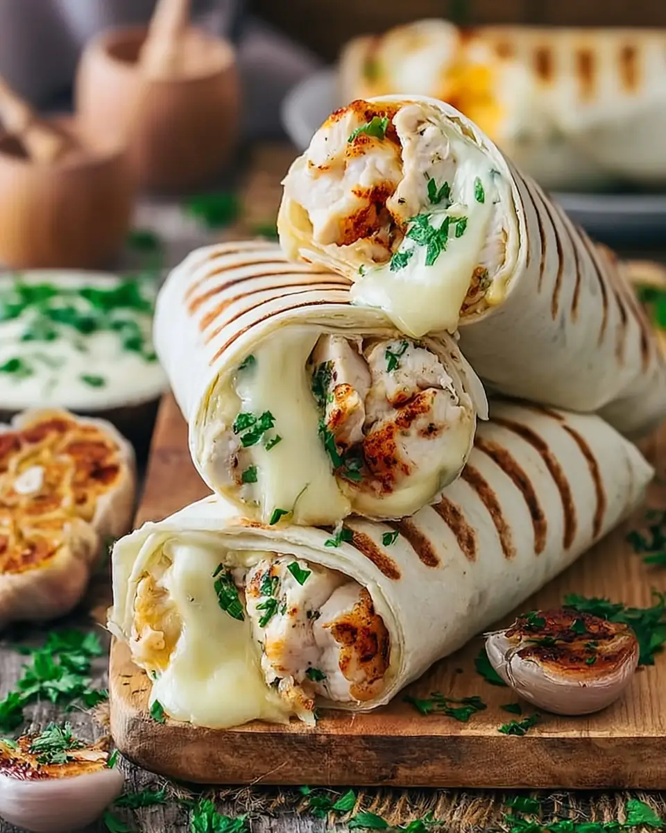 A delicious plate of Shockingly Easy Low Carb Cheesy Garlic Chicken Wraps - Top Chicken Meal Prep Ideas Low Carb