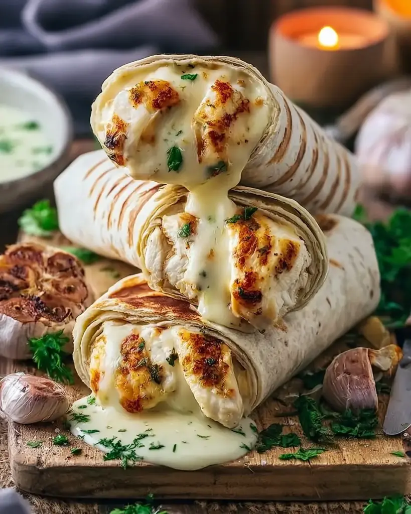 A delicious plate of Shockingly Easy Low Carb Cheesy Garlic Chicken Wraps - Top Chicken Meal Prep Ideas Low Carb