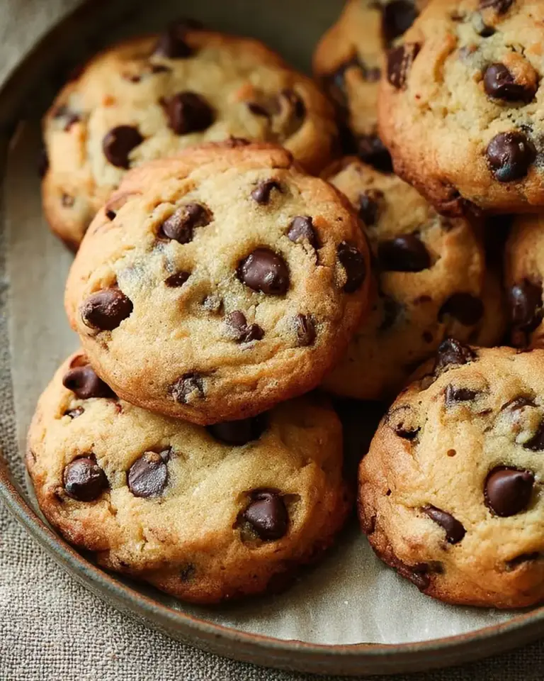 A delicious plate of Small Batch Air Fryer Chocolate Chip Cookies