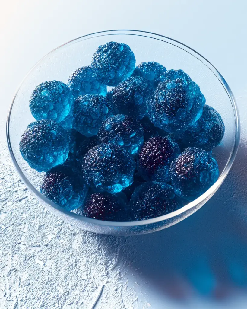 A delicious plate of Sour Blue Raspberry Gushers