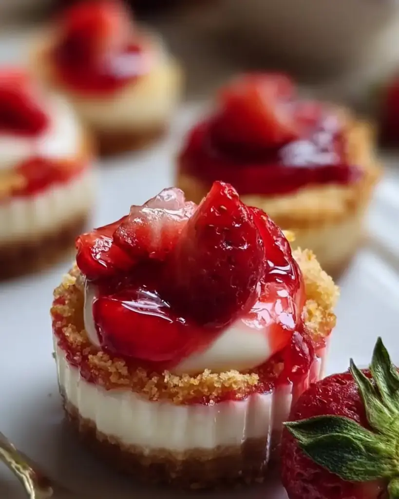 A delicious plate of Strawberry Cheesecake Cups