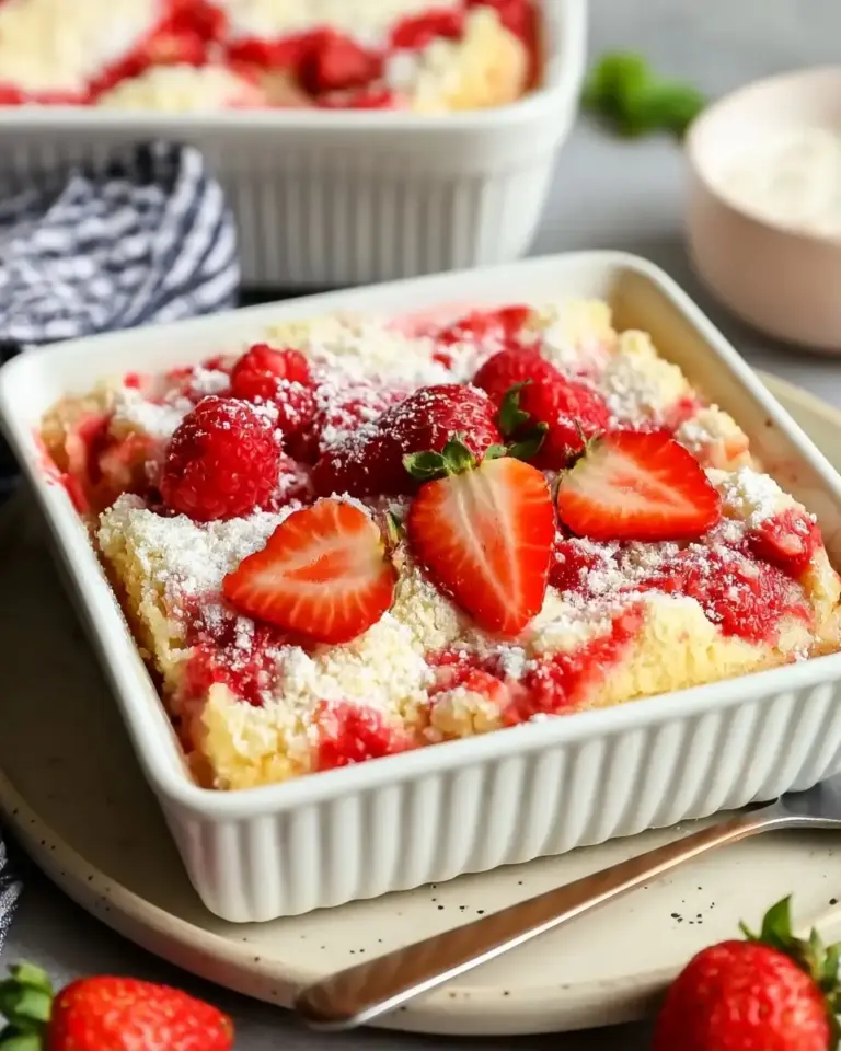 A delicious plate of Strawberry Cheesecake Dump Cake Recipe