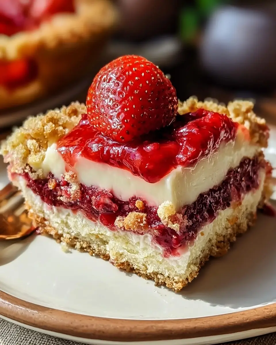 A delicious plate of Strawberry Cheesecake Dump Cake