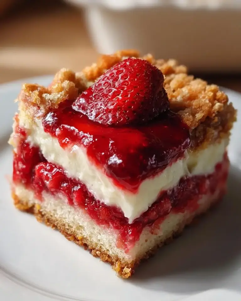 A delicious plate of Strawberry Cheesecake Dump Cake