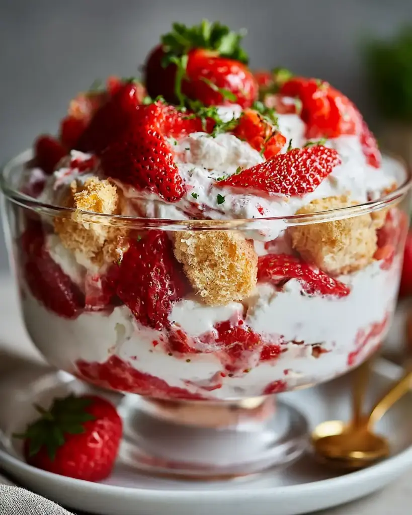 A delicious plate of Strawberry Shortcake Fluff Salad