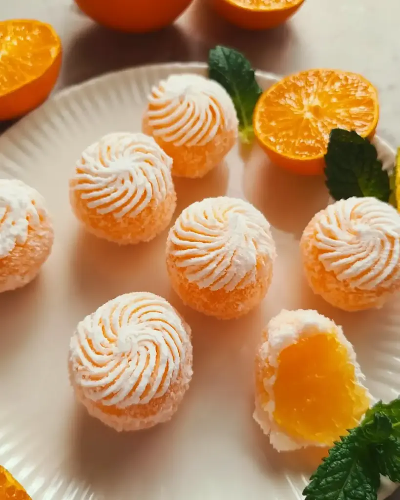 A delicious plate of Sweet Orange Cream Cheese Mints for Zesty Moments Anytime
