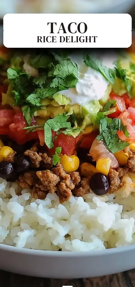 Pinterest pin (Design 2) for 30-Minute Taco Rice Bowl Your Family Will Devour