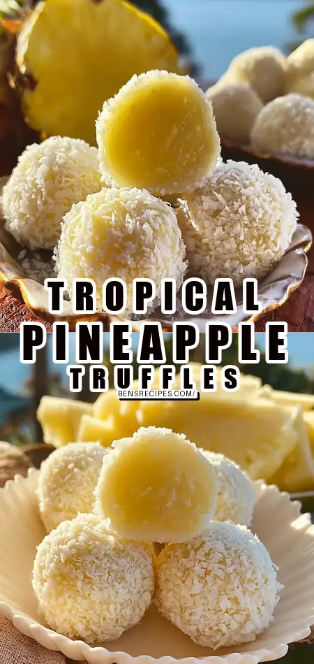 Pinterest pin (Design 1) for Hawaiian Pineapple Coconut Truffles