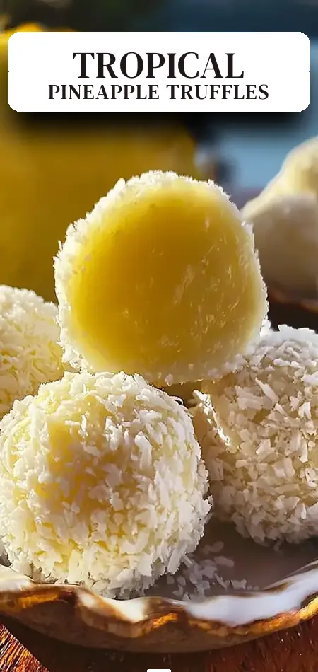 Pinterest pin (Design 2) for Hawaiian Pineapple Coconut Truffles