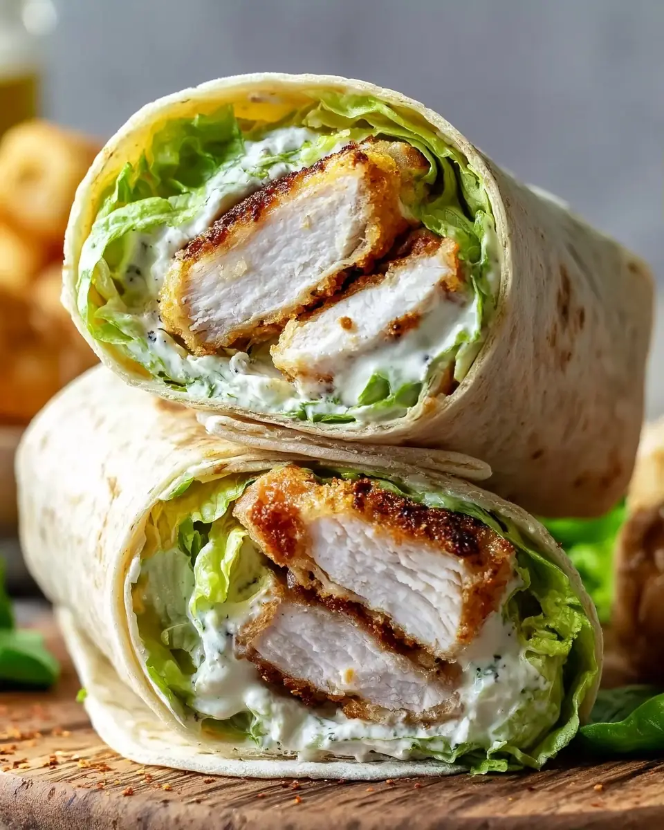 A delicious plate of Ultimate Chicken Caesar Wraps: Crispy, Creamy, and Golden-Brown