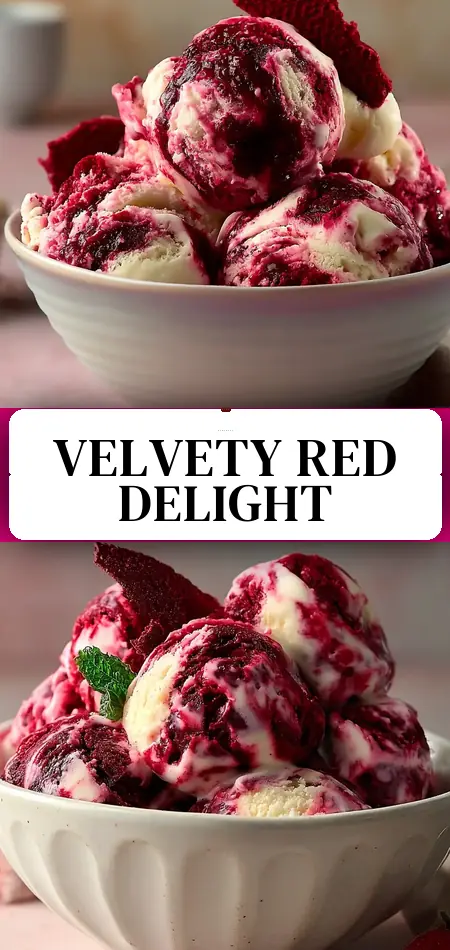 Pinterest pin (Design 3) for Red Velvet Ice Cream Recipe