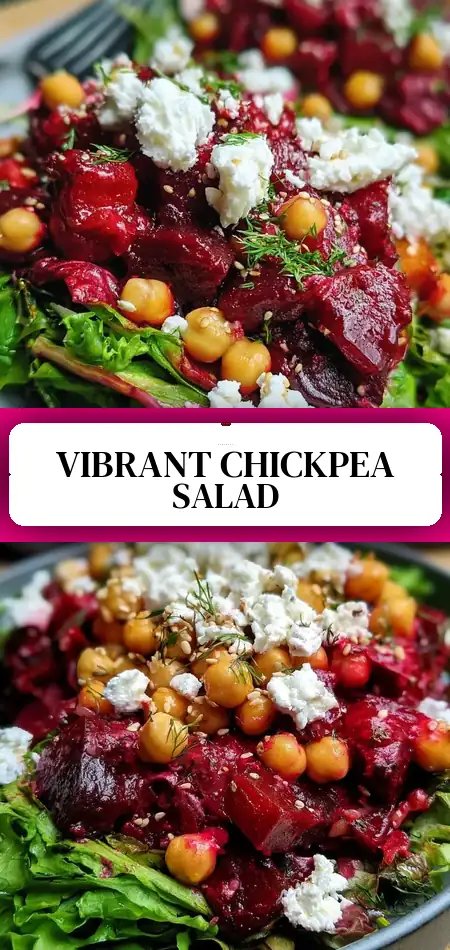Pinterest pin (Design 3) for Chickpea Beet Feta Salad