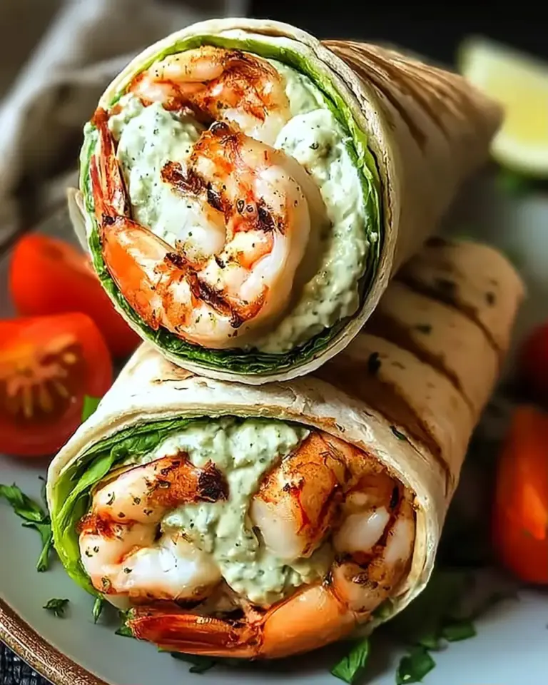 A delicious plate of Zesty Grilled Shrimp Caesar Wraps: Easy Lunch Win!